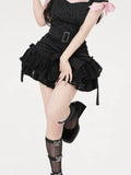 Nukty Gothic Lolita Skirt Women Japanese 2000s Style Y2k Lace Patchwork Bow Sexy Vintage Extreme Mini Skirt Spring Summer