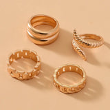 Nukty 4pcs/set Punk Metal Anillos Round Rings Set Gold Color Open Rings for Women Fashion Finger Accessories Jewelry for Women Ring