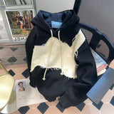 Nukty Hooded Hoodies Men Fashion Ins Loose Korean Style Students Youthful Vitality Cool Teen All-match Patchwork New Autumn Chic
