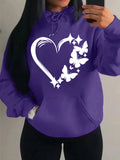 Nukty Combination Of Love And Butterfly  Pattern Hoody Women Hip Hop Street Hoodies Trendy Pocket Clothes Vintage Multicolor Hoodie