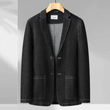 Nukty Spring and Summer Men's Thin Cotton Monochrome Suit Loose Denim Casual Suit Jacket Coat(oversized plus size)