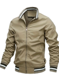 Nukty Spring and Autumn Zipper Stand up Collar Fashion Casual Baseball Jacket for Men's Sports Slow Running Windproof Jacket