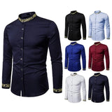 Men's Summer Casual Long Sleeve Shirts Slim Fit Turn Down Collar Shirts Formal Office Business Shirts for Men Tops Big Size