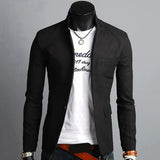 Nukty Men Casual Blazer Spring Autumn Solid Color Lapel Collar Button Pockets Decor Business Suit Tops Wedding Party Outwear Coat