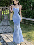 Nukty Sexy Spaghetti Strap Print Womens Dresses Elegant Sleeveless Bodycon Evening Party Long Dress Summer Slim Waist Vestidos Mujer