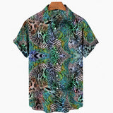 Nukty Short Sleeve Leopard Men's Shirts For Man Clothing Hawaiian Fashion 3D Print Thin Lapel Floral Casual Oversized Imported Camisa