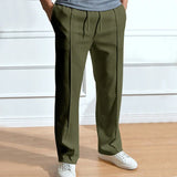 Nukty Spring/Summer Hot Selling Men's Fashionable Casual Solid Color Pants Loose Tight Cord Straight Pants