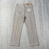 Nukty Demonic Straight Leg Jeans Retro Logo Print Unisex Long Trousers Hip Hop Style Cross-Border Trade From Mainland China