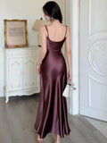 Nukty Summer Spring Satin Womens Dresses Sexy Spaghetti Strap V-neck Evening Party Long Dress Slim Waist Vestidos Robe Female Clothes