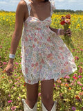 Nukty Women V-Neck Maxi Dress Sleeveless Ruffle Floral Print Boho Beach Dress Summer Casual Long Dress with Pockets