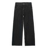 Nukty 2024 Men HipHop Distressed Jeans Pants Men Ripped Patchwork Denim Pants Male Oversized Loose Casual Streetwear Wide Leg Trousers
