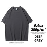 Nukty 280gsm High Qualtity Oversized Heavy T-shirt for Men Short Sleeve Tee Cotton Solid Color Trend Leisure Green White Black