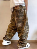 Snake Animal Print Camouflage Pants for Men Wide Leg Jeans Demin Trousers Male Streetwear  Hip Hop Vintage Casual