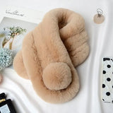 Nukty New Rabbit Fur Scarf Women Winter Warm Soft Furry Scarves Casual Female Lady Outdoor Neck Warmer Collar