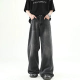 Nukty Men Loose Casual Denim Pants Male Fashion Casual High Waist Straight Wide Leg Trousers High Street Baggy Denim Long Pants