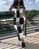 Nukty Women's Jumpsuit Summer Fashion Printed Solid Color V-Neck Casual Sleeveless Long Skinny Suspender Jumpsuit