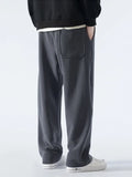 Nukty Winter Thick Fleece Warm Sweatpants Men Streetwear Wide-Leg Straight Loose Track Pants Male Casual Thermal Velvet Trousers