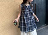 Nukty New Chinese Top Short Sleeve Sleeveless Top Women's Loose Floral Forest Style Lazy Style