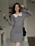 Nukty Y2K Sweet Sweater Knitted Dress for Women Elegant Long Sleeves Slim Party Mini Dress Female One Piece Prom Vestidos New Clothes