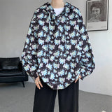 Nukty Men Vintage Printed Hoodies Sweatshirt Fashion Streetwear Casual Men's Floral Loose Pullovers Pocket Hoodies Black/Khaki