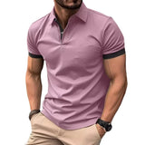 Nukty Summer Men Polo Shirts Men Short Sleeve Shirt Contrast Color Lightweight Streetwear Casual  Lapel Collar Tops