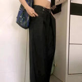 Nukty Vintage High Waist Wide Leg Pants Women Summer Fashion Casual Streetwear Korean Baggy Suit Trousers All Match Straight Pants
