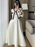 Nukty Elegant 2-Piece Dress Set for Lady Short Coat A-Line Midi Camisole Dresses Slim Korean Fashion Female Suit Spring Autumn New
