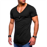 Nukty 2024 Brand New Men's t shirts Short Sleeve V-Neck Solid Color Men T-Shirt Casual V Collar Man T-Shirt Tops Tees For Male