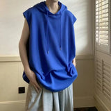 Men Workout Hoodie Sleeveless Sweatshirt Hooded Tank Top Breathable Men's Top Loose Fit Hooded Mid-length Men Vest Hoodies