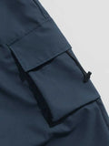 Nukty Loose Fit Cargo Pants for Men Solid Streetwear Tooling Trousers Mid-waist Drawstring Beam Feet Long Pants