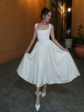 Nukty Women Fashion Pink Pleated Hem Maxi Dress Elegant Square Neck High Waist Long Robes Summer New Elegant High Streetwear
