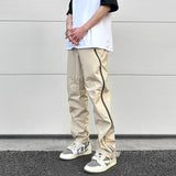 High Street Vibe Functional Tapered Pants Glue Pressed Side Zipper Nylon Trousers Baggy Casual Thin Tactical Pants for Men