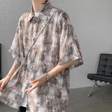 Nukty Men Ice Silk Smooth Shirt Spring Summer Thin Luxury Loose Korean Casual Shirt Beach Trendy Floral Draping Shirts Plus Size 5XL-M