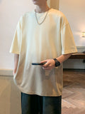 Nukty 2024 New Gradient Color Summer Oversized T-shirt Men Korean Fashion 240gsm Heavy Cotton Tee Y2K Tops Short Sleeve Loose Tshirt