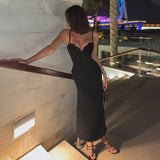 Nukty Women's New Fashionable and Elegant Sleeveless Strap with sequins Splicing Waist cinching and slimming Dress