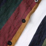 Nukty Spring and Autumn Men's Street Colorful Vertical Stripes Loose Relaxed Polo Collar Single Breasted Long Sleeve Shirt New