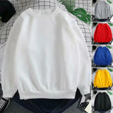 Nukty Harajuku Sweatshirts Men's Autumn Korean Solid Color Fleece Oversized Pullovers Casual O Neck Basic Tops Hip Hop Streetwear