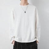 Nukty New Klein Blue Long Sleeve T-shirt Men's Spring and Autumn New Solid Color Laydown Casual Top Coat Round Neck Underlay Shirt 5xl