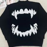 Nukty Y2K Retro Sweater In Autumn And Winter Y2K Teeth Marks Pattern Sweater Winter Harajuku Sweater Unisex Aesthetic Clothes