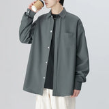 Nukty 6 Colors Men's Baggy Long Sleeve Shirt Fashion Korean Lapel Coat Tops Youth Casual Classic Simple Male Clothes Trendy Brand