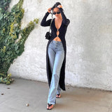 Nukty Sexy Y2K Fashion Vintage Hollowed V-neck T Shirt Streetwear Long Sleeves Cardigan Women Tops Chic Skinny Autumn Clothes