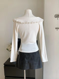 Nukty Fashion Square Neck Spliced Loose Casual Sweaters Women's Clothing Autumn Winter Oversized Commuter Pullovers Korean Tops