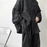 Nukty Shirts Men Floral Japanese Style Fashion Loose Pleated Long Sleeve Vibe All-match High Street Youthful Cool Designed Vintage