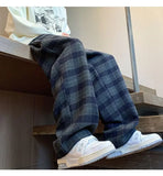 Nukty Green Plaid Pants Men Harajuku Winter Wide Leg Checked Trousers Male Oversize Big Size Casual Sweatpants Streetwear 8XL