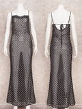 Nukty Black Fashion Polka Dots Sundress Sexy See Through Spaghetti Strap Maxi Dress Women Summer Clothes Party Slip Dresses A1259