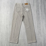Nukty Demonic Straight Leg Jeans Retro Logo Print Unisex Long Trousers Hip Hop Style Cross-Border Trade From Mainland China