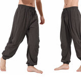 Nukty Adult Men Pirate Pants Vintage Medieval Renaissance Lounge Costume Loose Pants Viking Black Brown Trouser