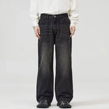 Nukty Male Classic America Hip Hop Rap Jeans Wide Leg Youth Popular Jeans Men Straight Leg Retro Loose Trousers Oversized Denim Pants