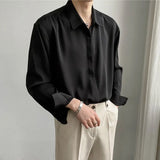 Nukty Luxury Spring Clothing Men's Casual Turn Down Collar Texture Shirts Vintage Buttons Solid Color Long Sleeve Leisure Clothes