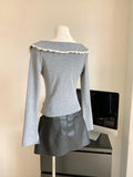 Nukty Fashion Square Neck Spliced Loose Casual Sweaters Women's Clothing Autumn Winter Oversized Commuter Pullovers Korean Tops